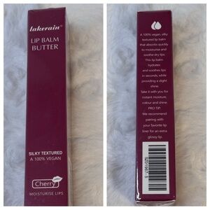 Cherry Lip Balm Butter - Silky Textured Vegan Lip Care, Lakerain, New in Box